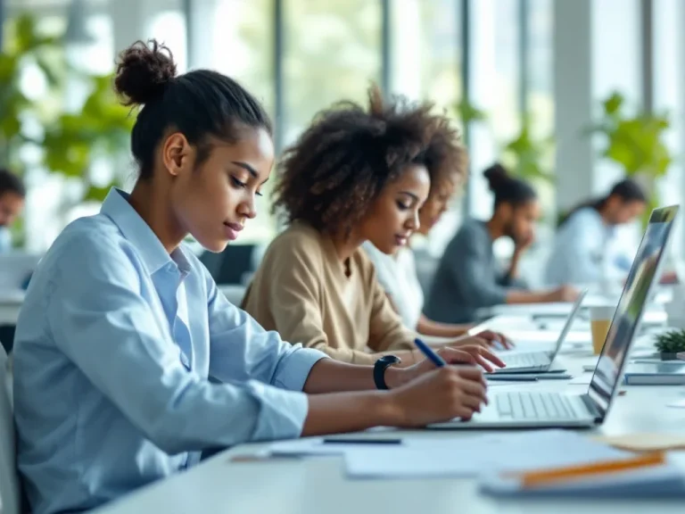 picture of two women side by side learning from computers 